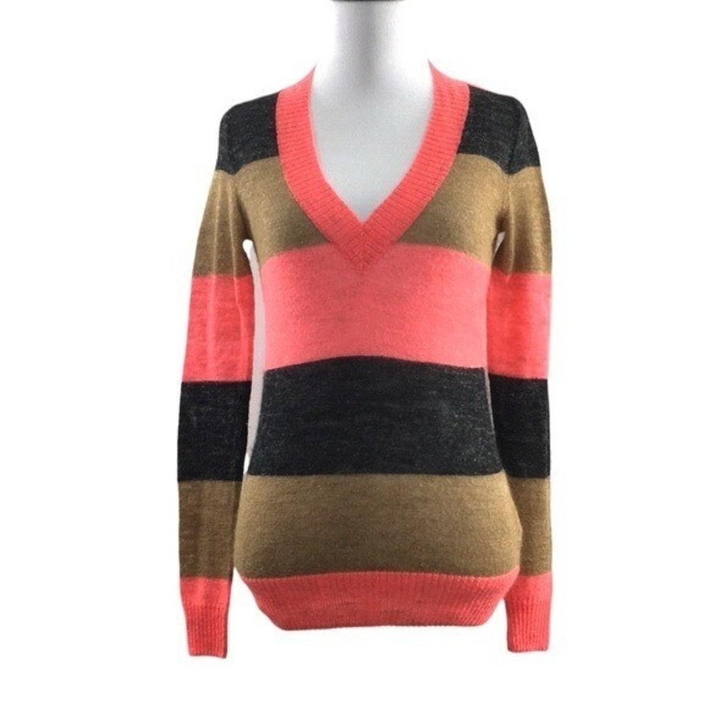 Madewell Wallace Pink Tan Knit Wallace Pullover‎ Sweater Womens XS V Neck Alpaca